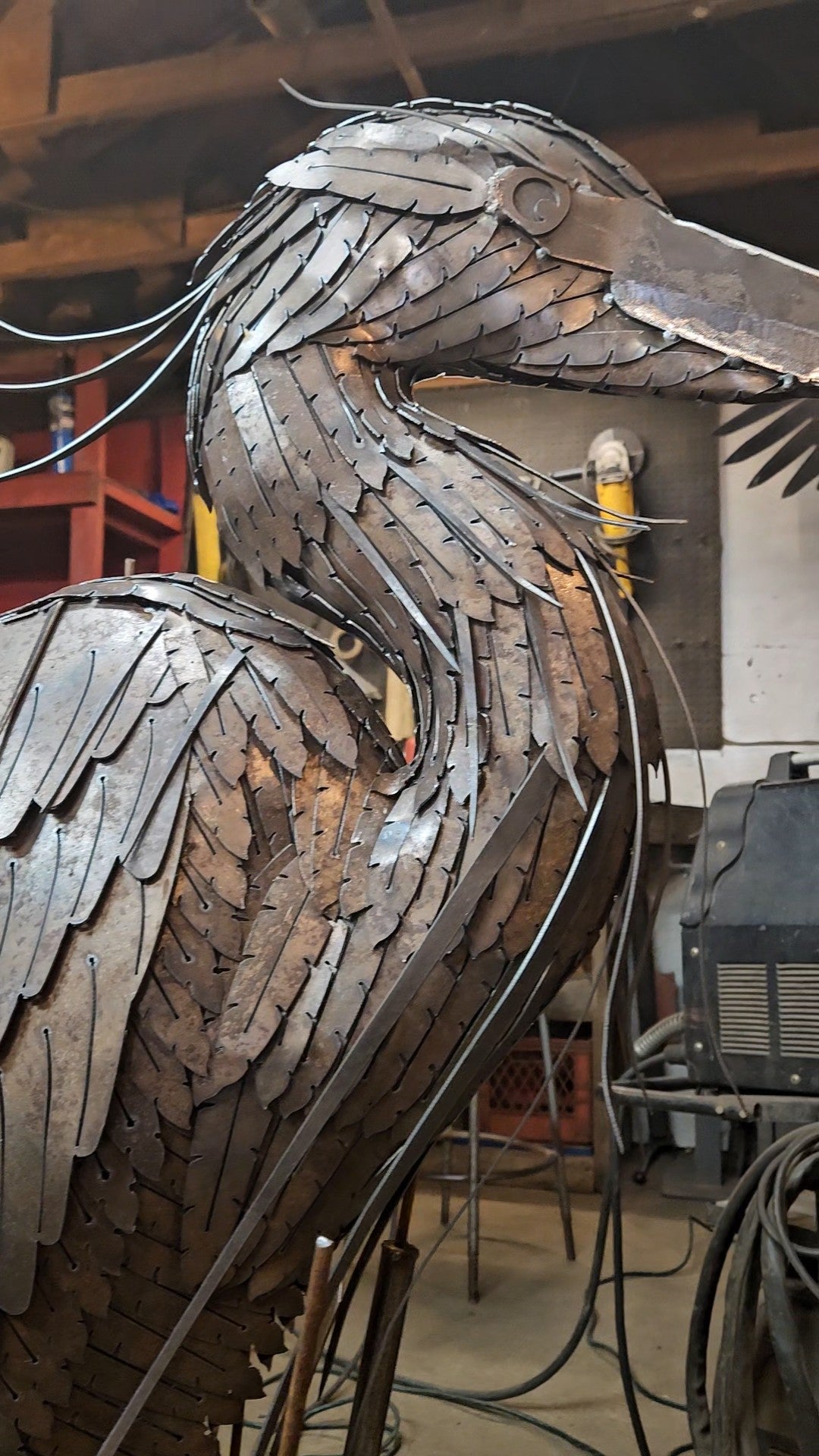 Metal Heron Sculpture