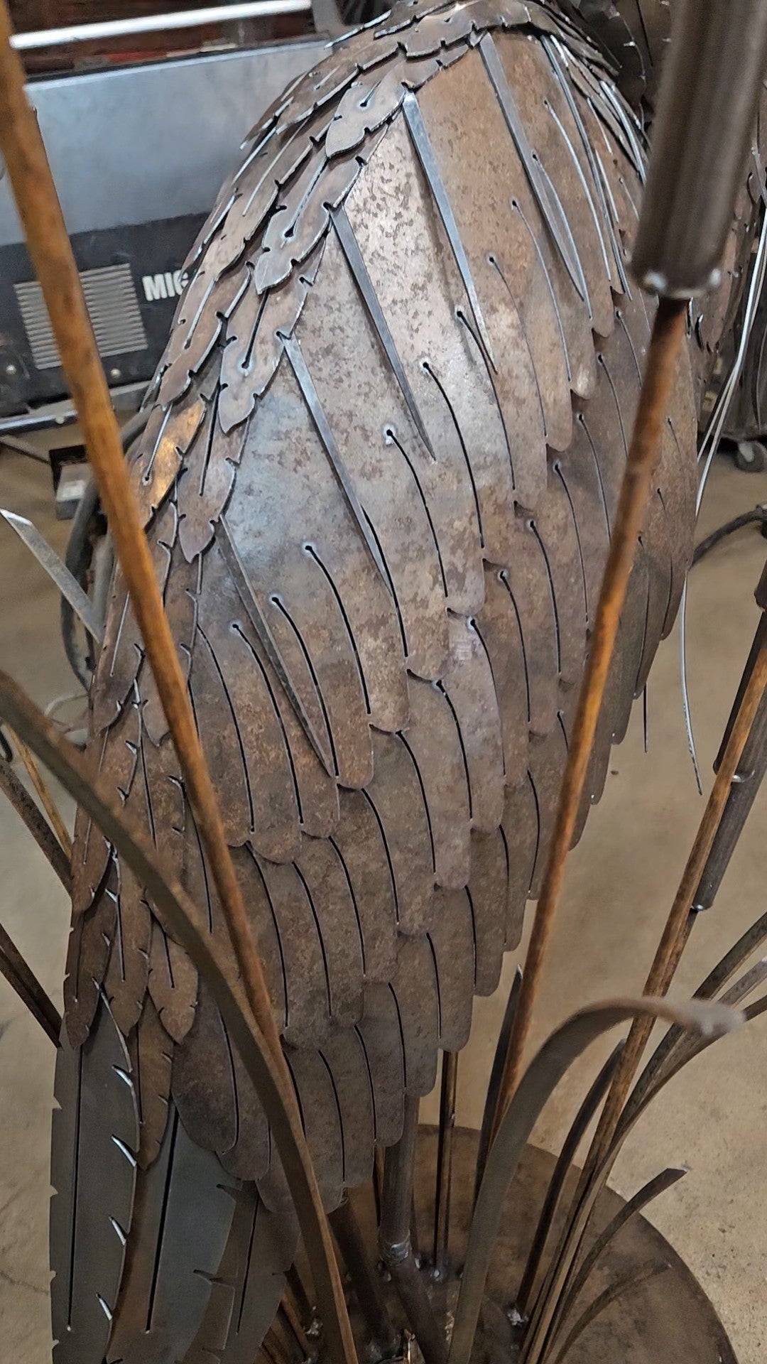 Metal Heron Sculpture